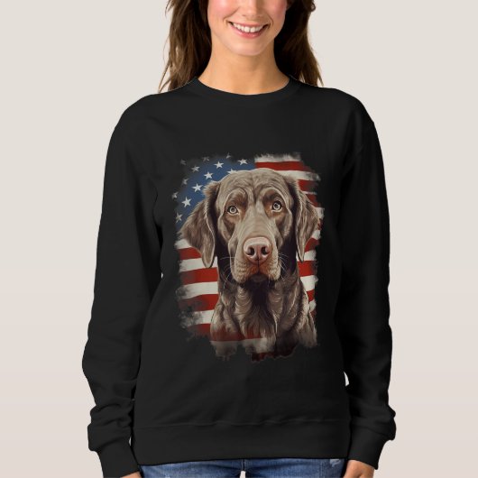 4th Of July US Flag Chesapeake Bay Retriever Dog 1 Trui (Voorkant)