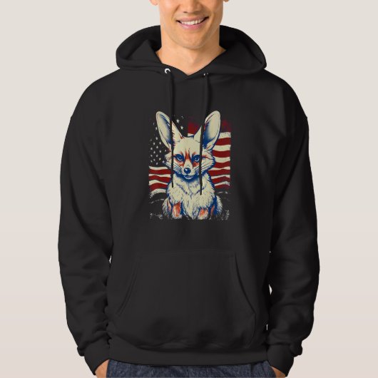 4th Of July US Flag Fennec Fox Hoodie (Voorkant)