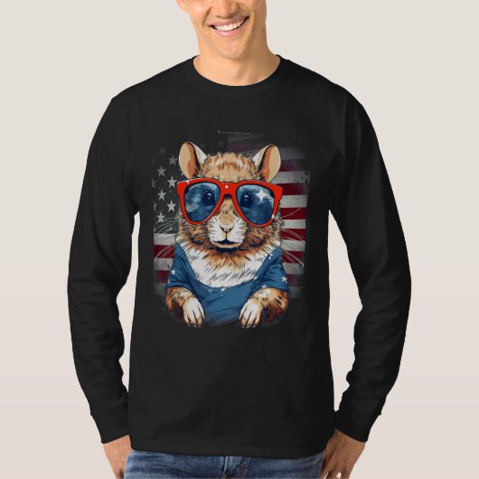4th Of July US Flag Gerbil 2 T-shirt (Voorkant)