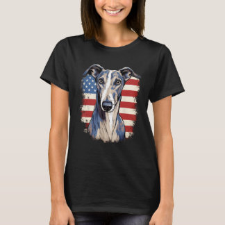 4th Of July US Flag Greyhound Dog T-shirt