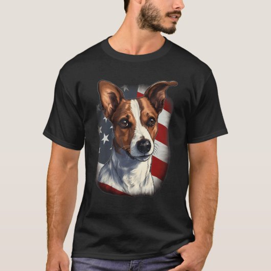 4th Of July US Flag Jack Russell Dog T-shirt (Voorkant)
