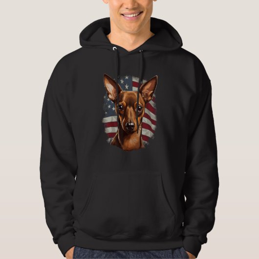 4th Of July US Flag Miniature Pinscher Dog Hoodie (Voorkant)