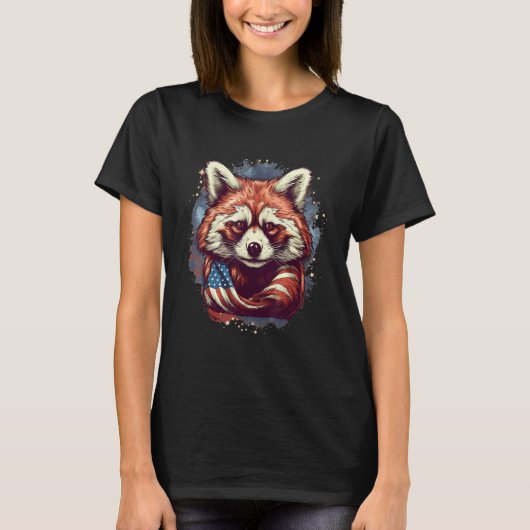 4th Of July US Flag Red Panda 2 T-shirt (Voorkant)