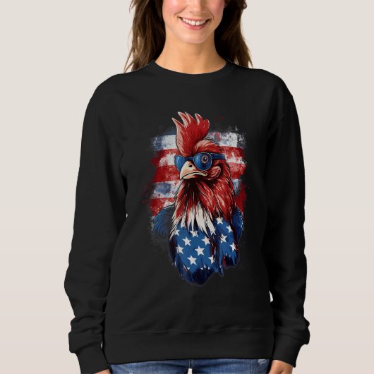 4th Of July US Flag Rooster Trui (Voorkant)