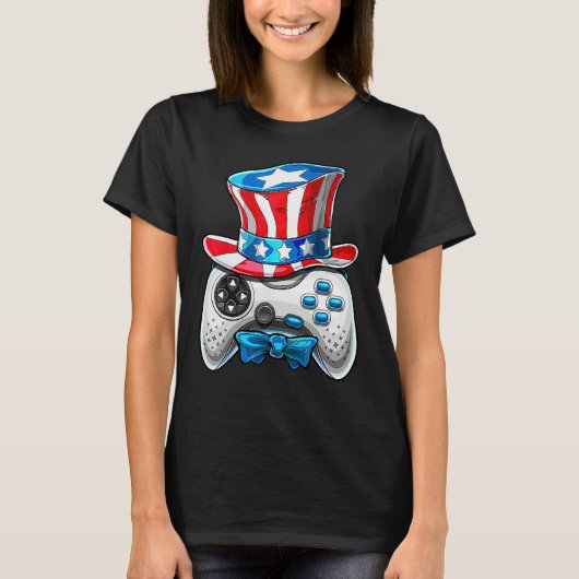 4th Of July Video Game American Flag Uncle Sam Gam T-shirt (Voorkant)