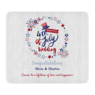 4th of July Wedding | Personalized Bride & Groom  Snijplank