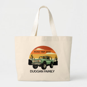 4x4 Family Adventure gepersonaliseerde aangepaste Grote Tote Bag