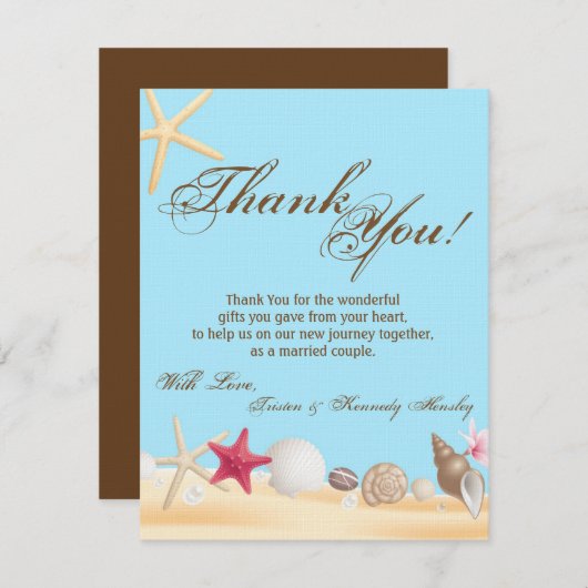 4x5 APLAT Carte de remerciements Sea Shells Beach (Devant / Derrière)