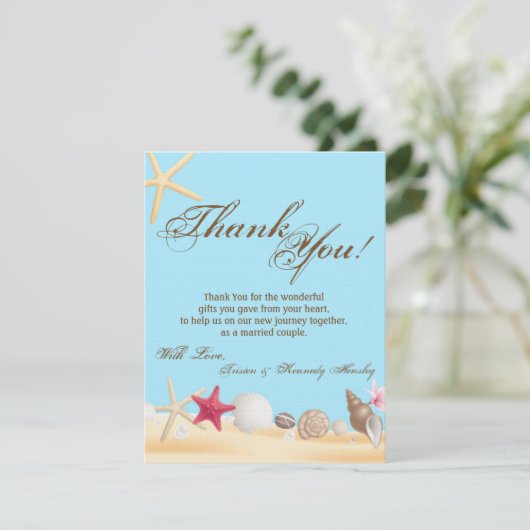 4x5 APLAT Carte de remerciements Sea Shells Beach (Debout devant)