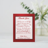 4x5 Carte de remerciements PLAT Arbre blanc Rouge (Debout devant)