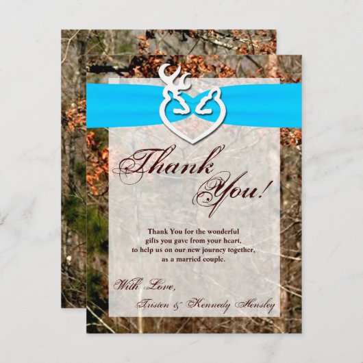 4x5 Carte de remerciements plat Cerf Couple Doe Bu (Devant / Derrière)