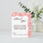 4x5 Carte de remerciements PLAT Corail Blanc Damas (Debout devant)