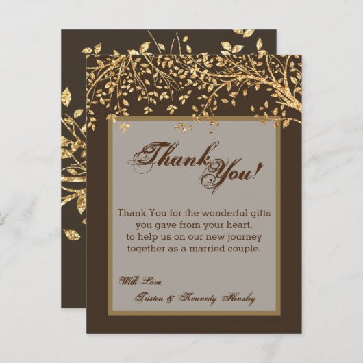 4x5 Carte de remerciements PLAT Gold Foil Automne (Devant / Derrière)