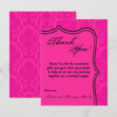 4x5 Carte de remerciements PLAT Hot rose noir Dama (Devant / Derrière)