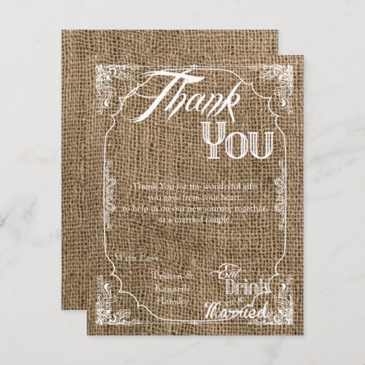 4x5 Carte de remerciements PLAT Manger Boire être (Devant / Derrière)