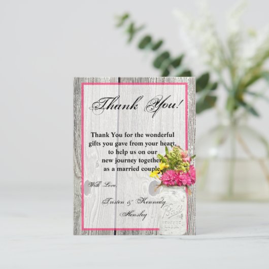 4x5 Carte de remerciements PLAT Mason Jar avec Fle (Debout devant)