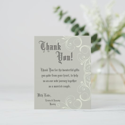 4x5 Carte de remerciements PLAT noir Affair Cravat (Debout devant)