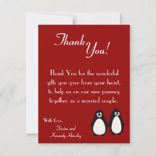 4x5 Carte de remerciements PLAT Pingouin Love Coup