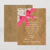 4x5 Carte de remerciements PLAT Pink Burlap (Devant / Derrière)