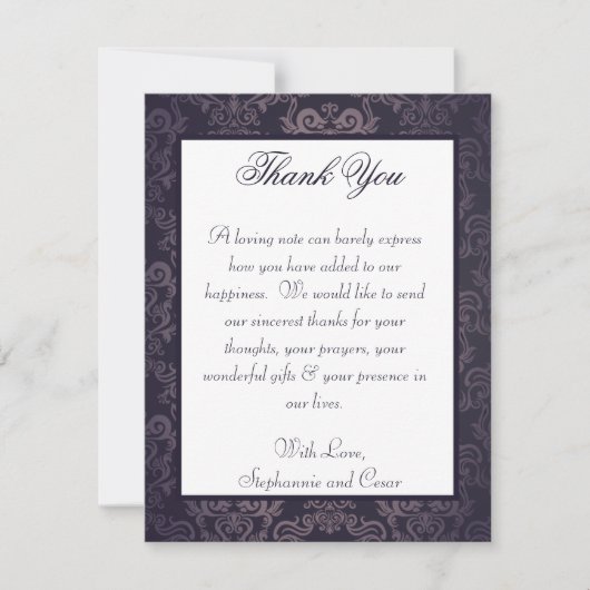 4x5 Carte de remerciements PLAT Profond pourpre Da (Devant)