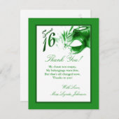 4x5 Carte de remerciements PLAT Sweet 16 Green Par (Devant / Derrière)