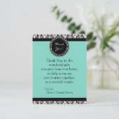 4x5 Carte de remerciements PLAT Turquoise et noir  (Debout devant)