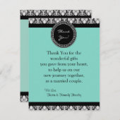 4x5 Carte de remerciements PLAT Turquoise et noir  (Devant / Derrière)