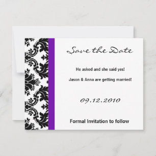 4x5 Enregistrer la carte Date - Noir Damas & Viole