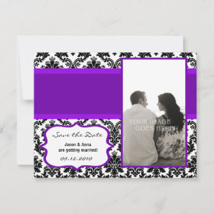 4x5 Enregistrer la carte Date - Noir Damas & Viole