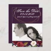 4x5 Enregistrer la carte Date Plum Purple Rose Gol (Devant / Derrière)