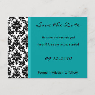 4x5 Enregistrer la carte de date - Black Damask & 