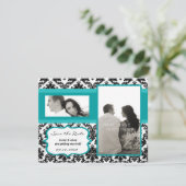 4x5 Enregistrer la carte de date - Black Damask & (Debout devant)