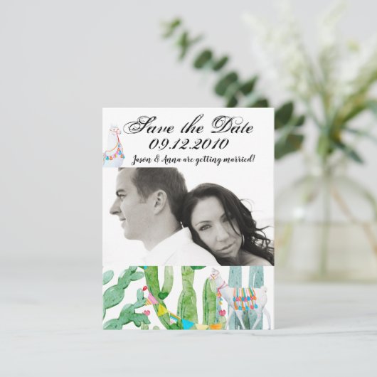 4x5 Enregistrer la carte de date Boho Llama Bohemi (Debout devant)