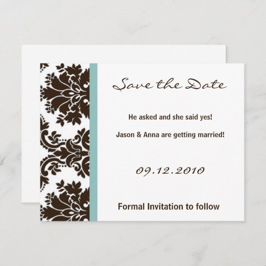 4x5 Enregistrer la carte de date - Dentelle Brown (Devant / Derrière)