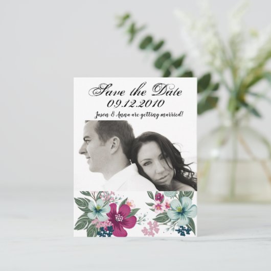 4x5 Enregistrer la carte de date Fleurs tropicales (Debout devant)