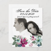 4x5 Enregistrer la carte de date Fleurs tropicales (Devant / Derrière)