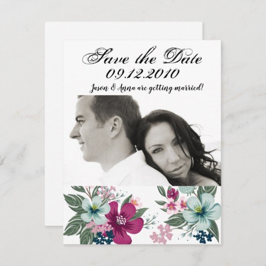 4x5 Enregistrer la carte de date Fleurs tropicales (Devant / Derrière)