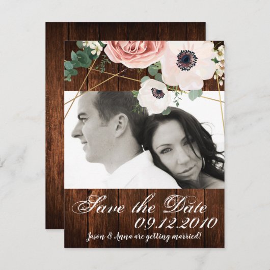 4x5 Enregistrer la carte de date Géométrique Garde (Devant / Derrière)