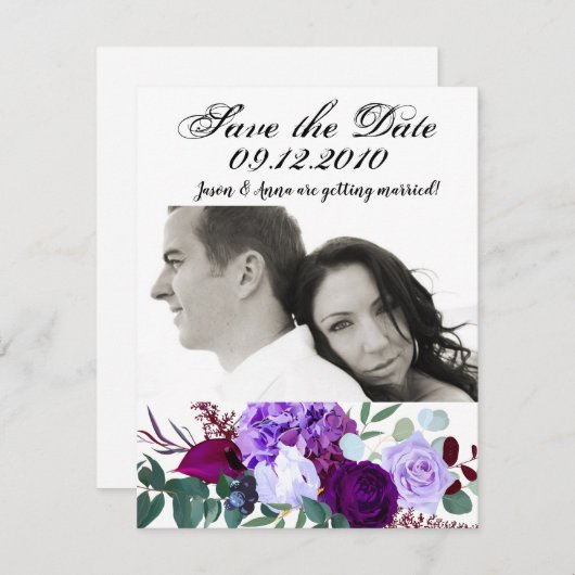 4x5 Enregistrer la carte de date Lavender Hibiscus (Devant / Derrière)