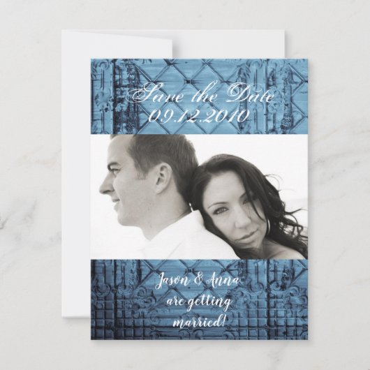 4x5 Enregistrer la carte de date Rustic Tin Panel (Devant)