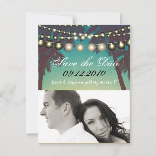 4x5 Enregistrer la date Carte Beach Sunset Palm Tr (Devant)