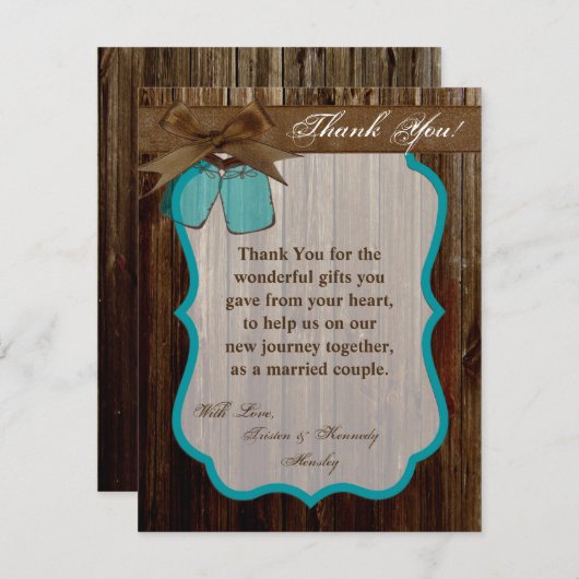 4x5 FLAT Bedankkaart Mason Jar Initialen Rustiek (Voorkant / Achterkant)