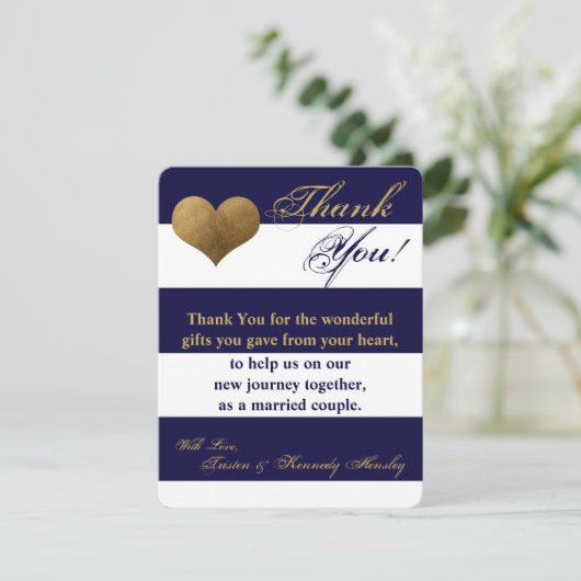 4x5 FLAT Bedankkaart Modern Stripe Navy White (Staand voorkant)