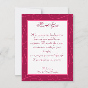 4x5 FLAT Bedankkaart Raspberry Pink Loops/Swirl