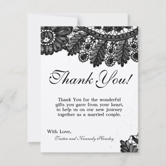 4x5 FLAT Bedankkaart  Zwart Kant Doilies (Voorkant)
