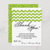 4x5 FLAT Bedankt Card Limoen Glitter Chevron Strip (Voorkant / Achterkant)