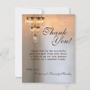 4x5 FLAT Bedankt Card Mason Jar Chandelier Candl