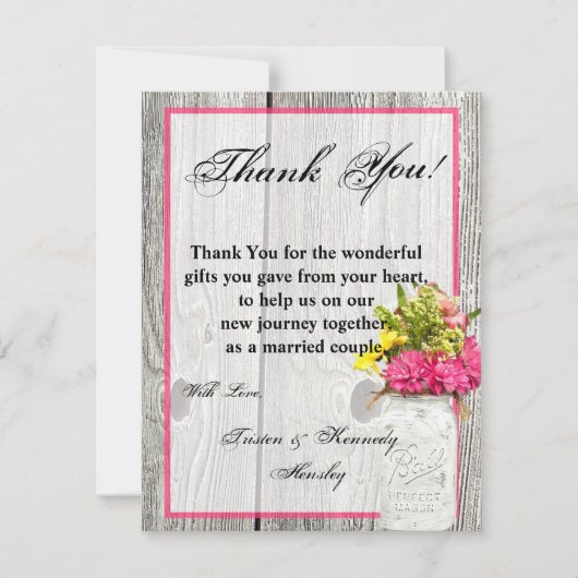 4x5 FLAT Bedankt Card Mason Jar met Wildflowers (Voorkant)