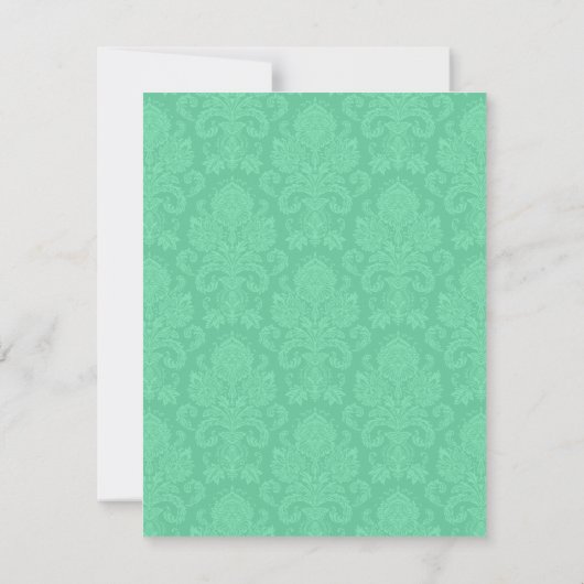 4x5 FLAT Bedankt Card Mint Wit Damask Kant (Achterkant)