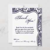 4x5 FLAT Bedankt Card Navy Blue Damask Lace (Voorkant)